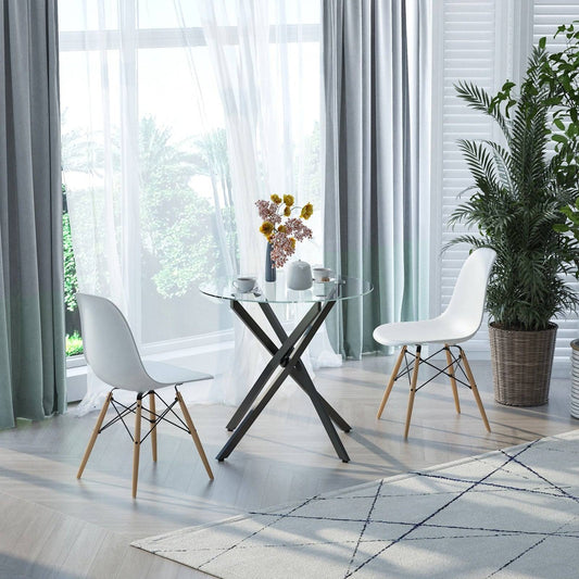 Side Table with Clear Tempered Glass Top