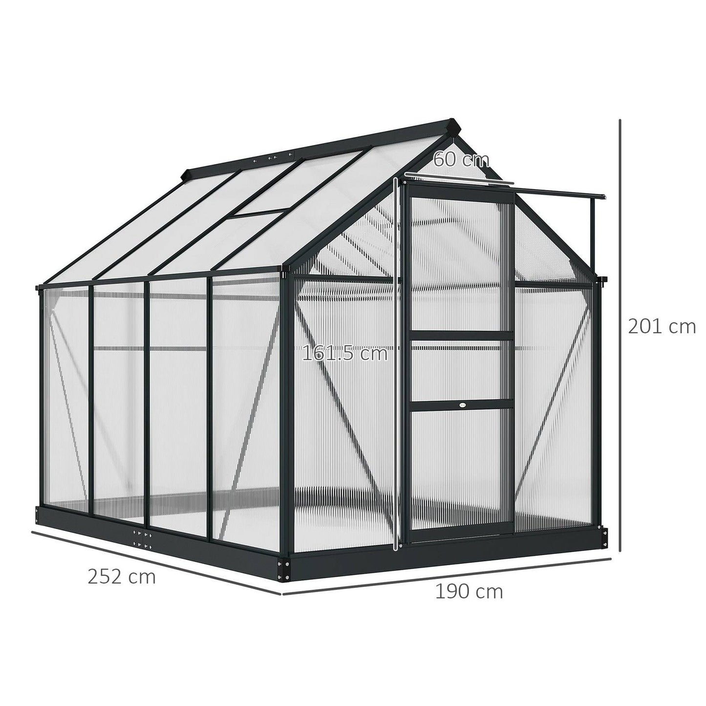Clear Polycarbonate Greenhouse Large Walk-In Green House Garden Plants Grow Galvanized Base Aluminium Frame With Slide Door