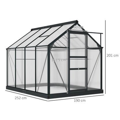 Clear Polycarbonate Greenhouse Large Walk-In Green House Garden Plants Grow Galvanized Base Aluminium Frame With Slide Door