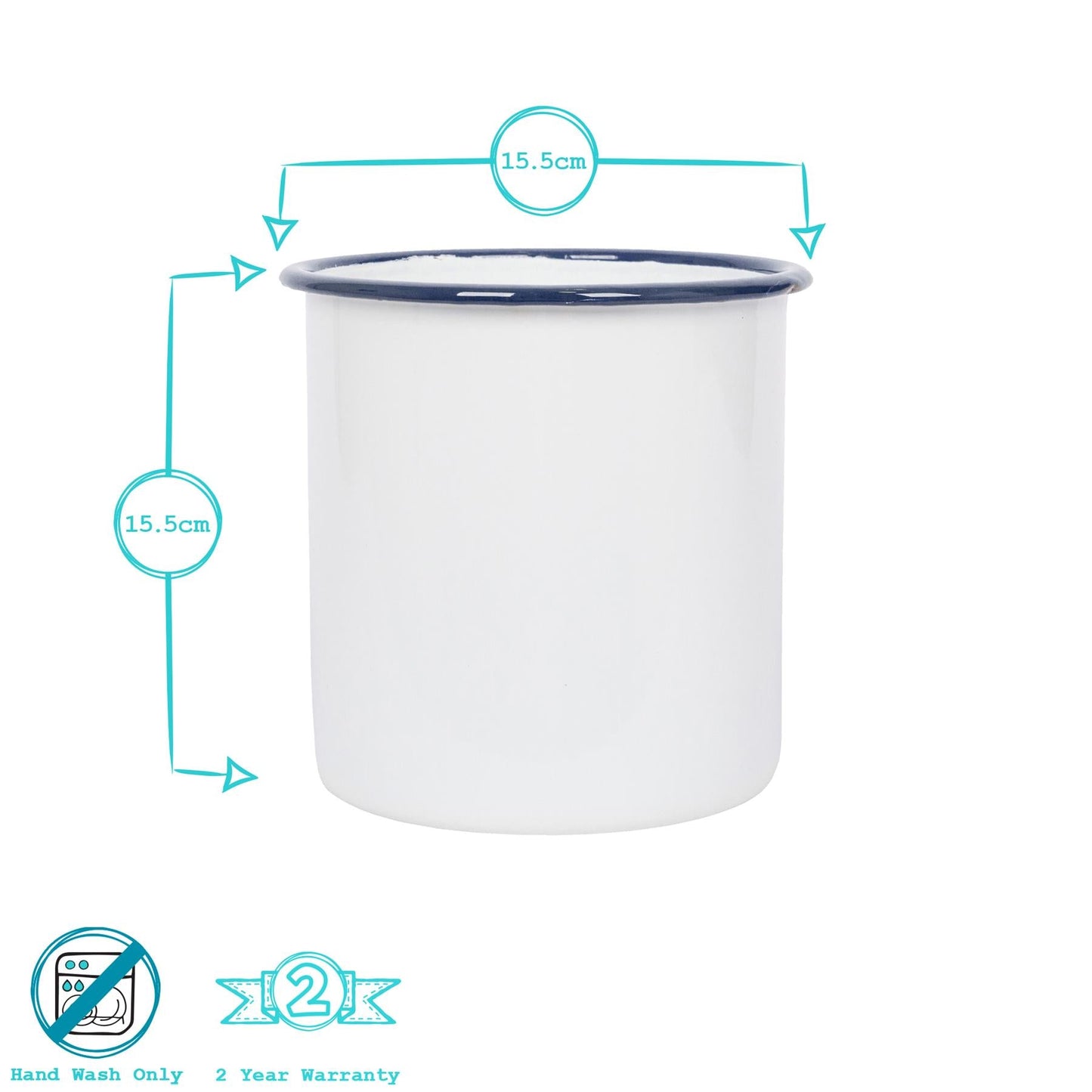 15.5cm White Enamel Utensil Holder