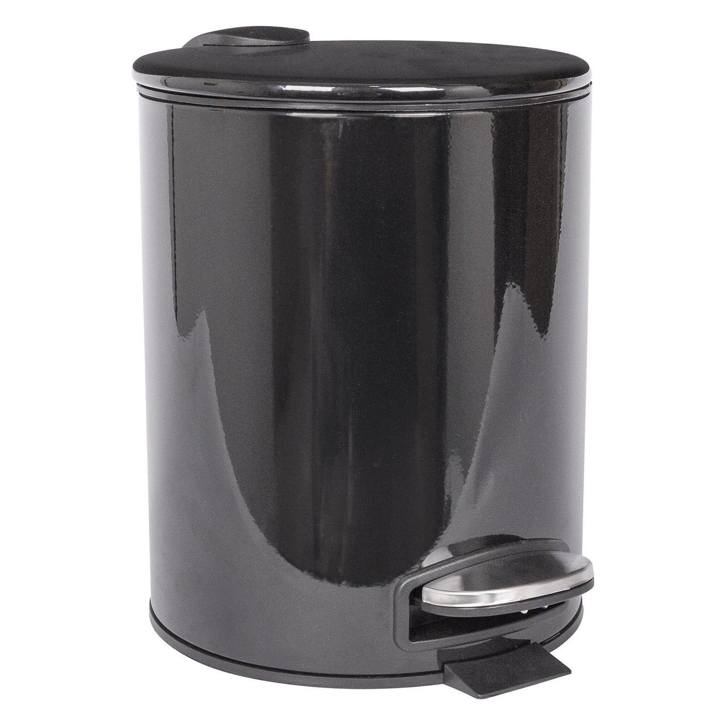 5L Black Round Stainless Steel Pedal Bin