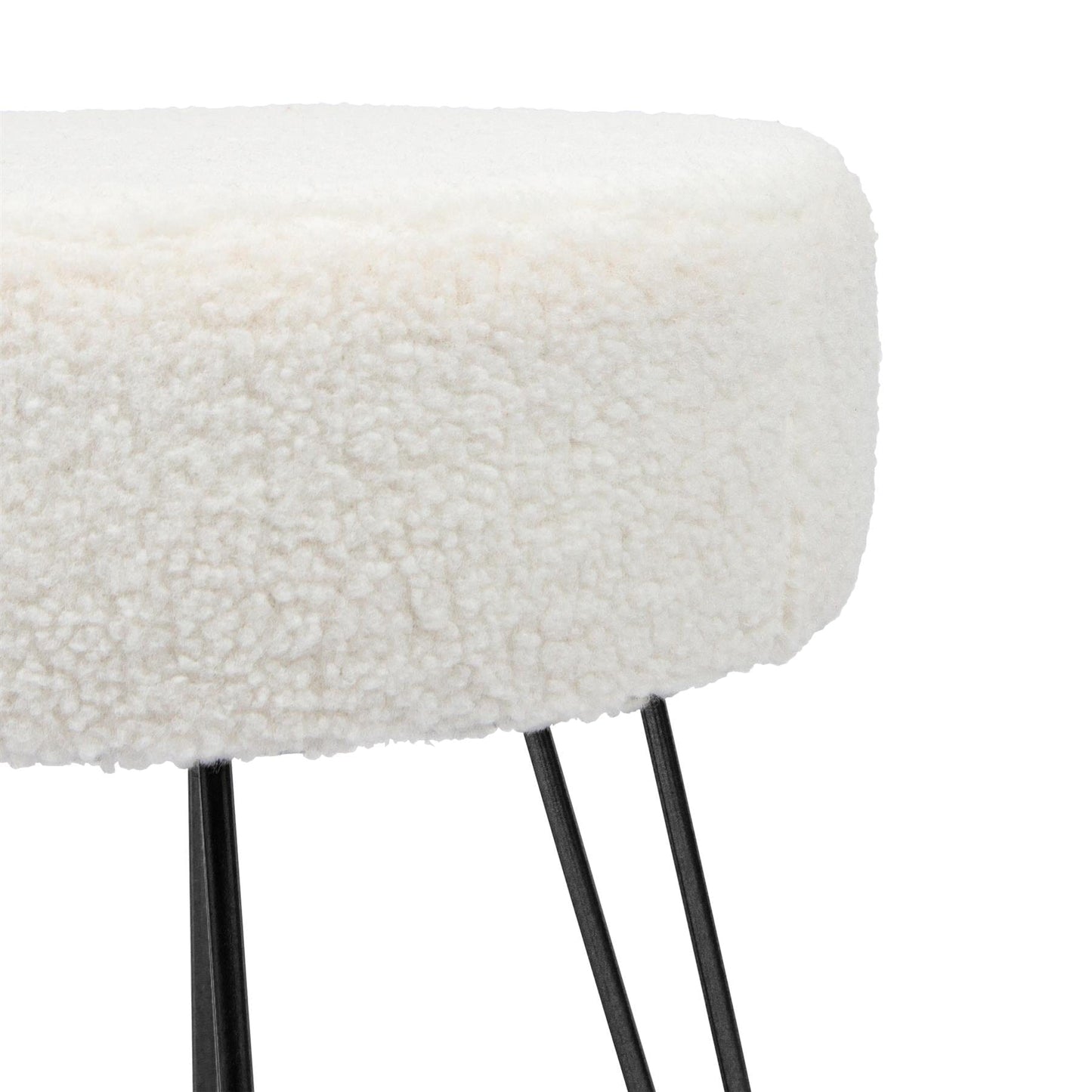 Cream H41 x D35cm Round Boucle Footstool