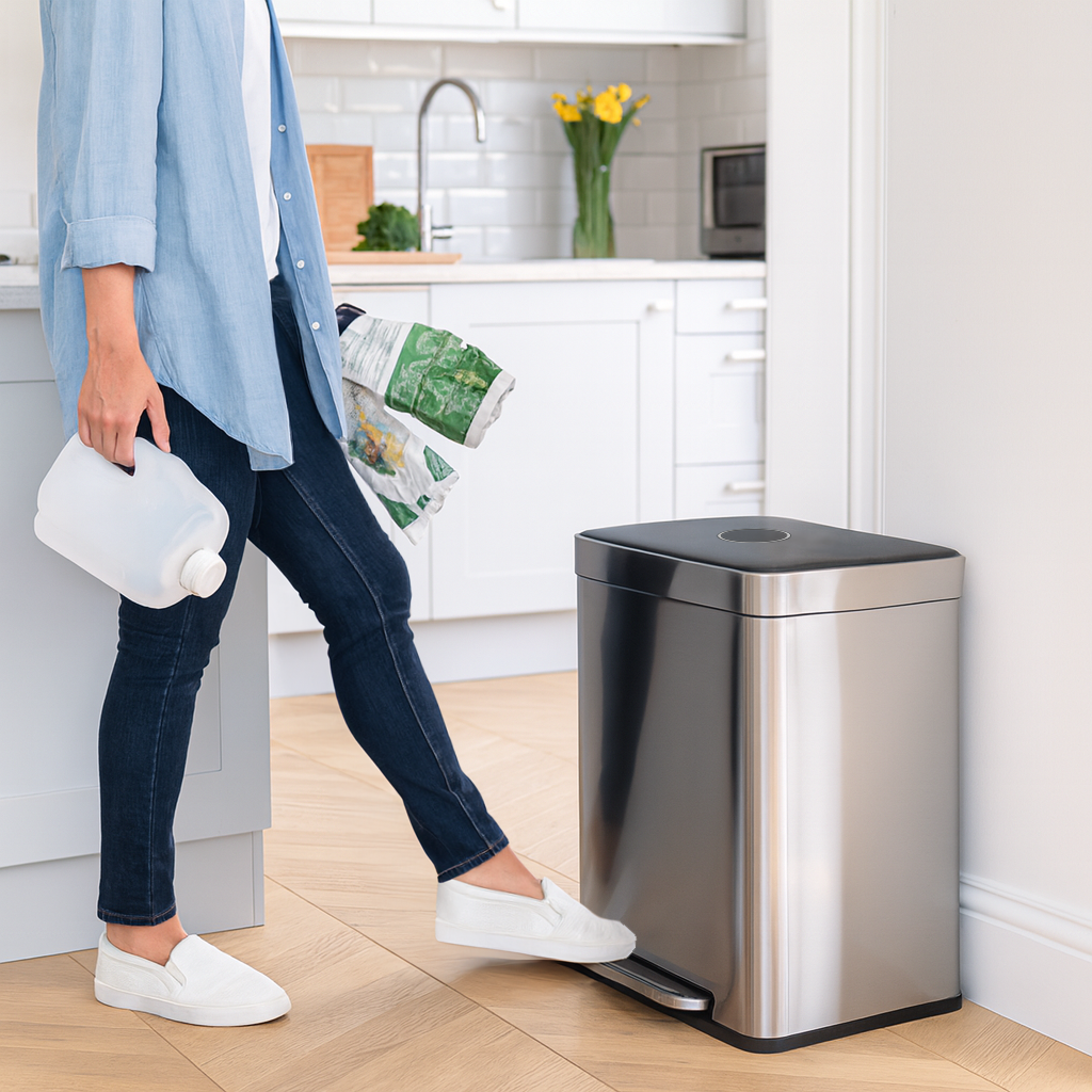 60L (2 x 30L) Stainless Steel Double Kitchen Pedal Bin