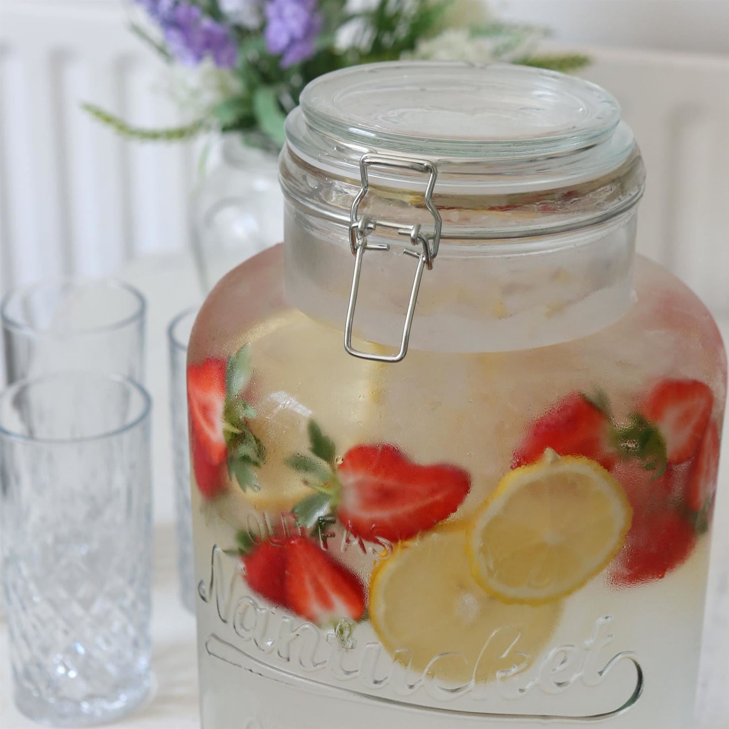 6.5L Glass Drinks Dispenser with Tap & Bucket Stand