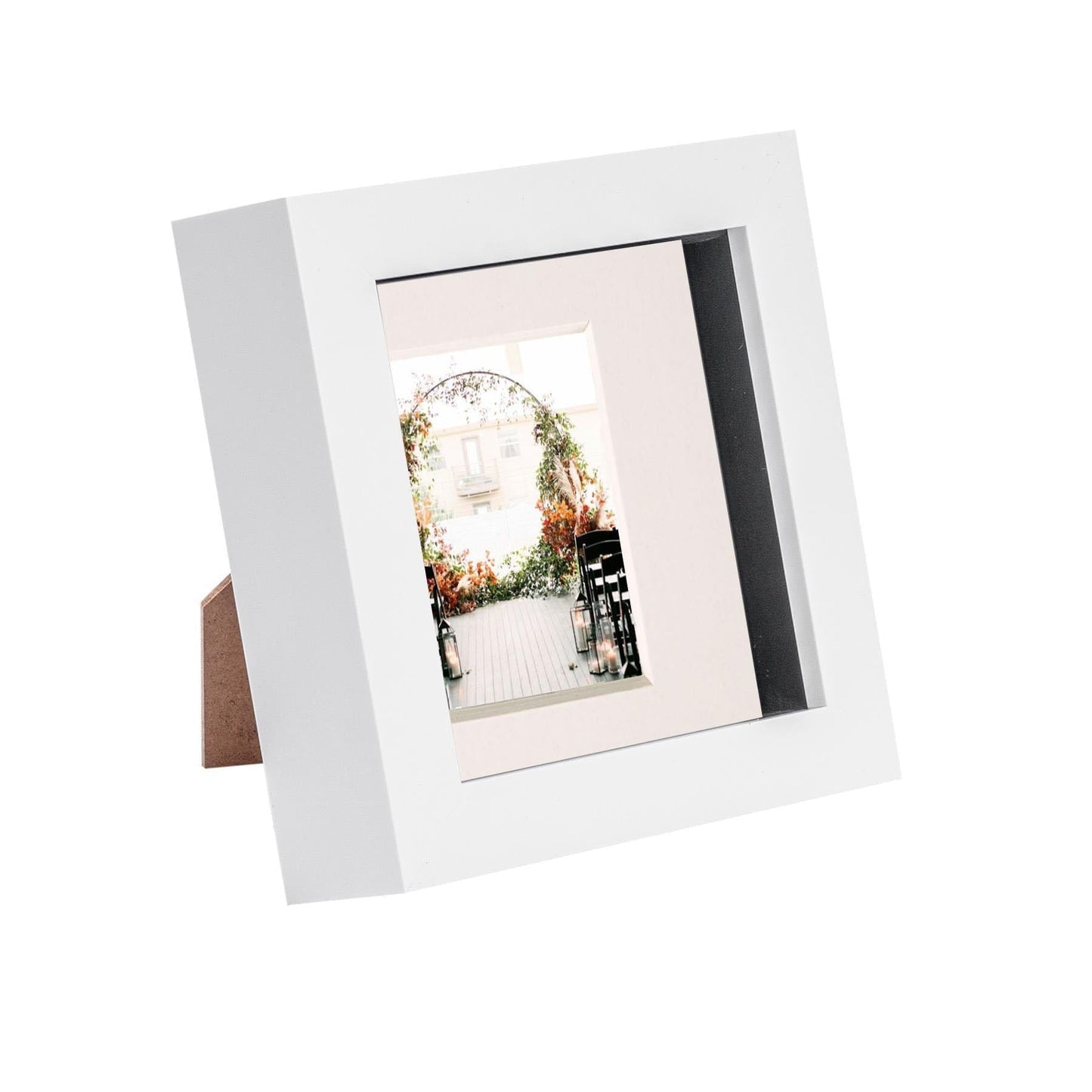 4" x 4" White 3D Box Photo Frame - with 2" x 2" Mount