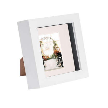 4" x 4" White 3D Box Photo Frame - with 2" x 2" Mount