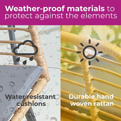 Neo Grey Bamboo Style Garden Sofa, Table & Chairs 4 Piece Set