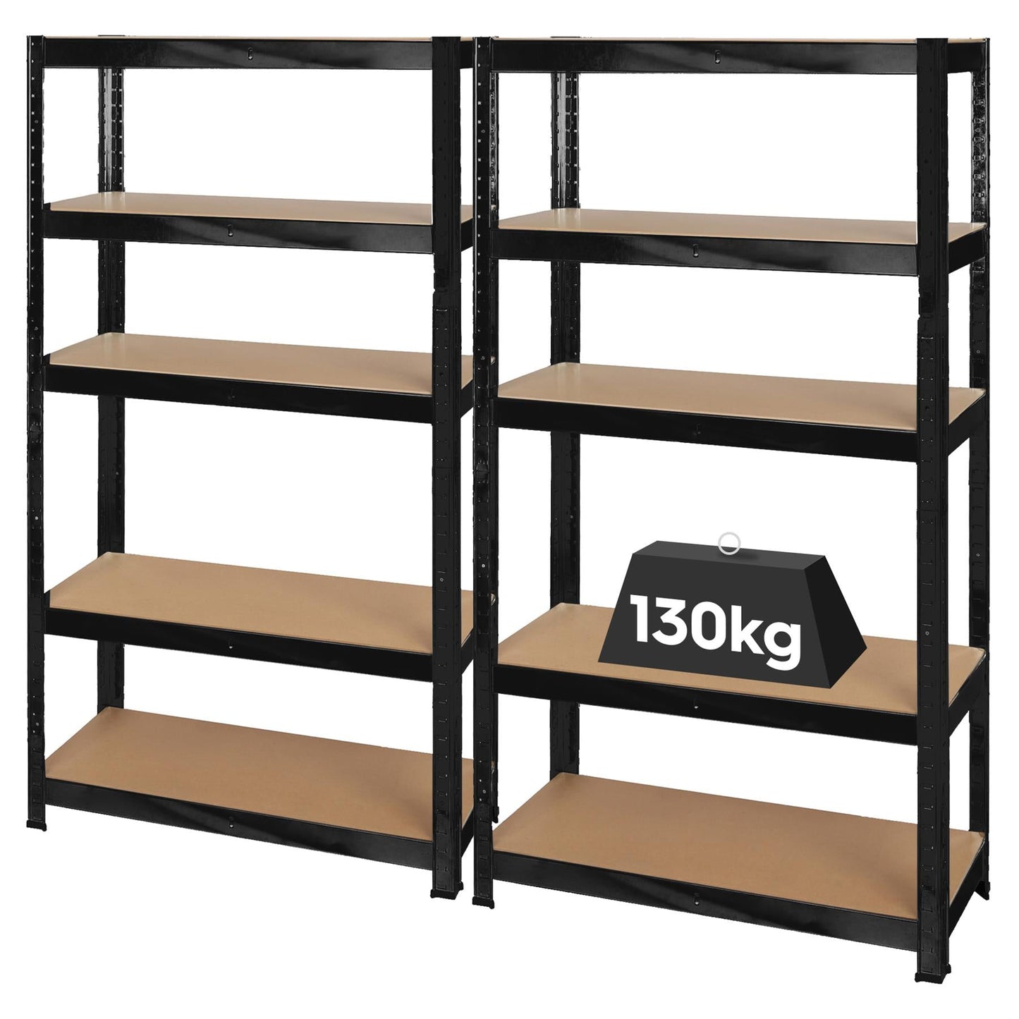2pc 5-Tier Steel Garage Shelving Units Set - 75 x 30 x 150cm - Galvanised