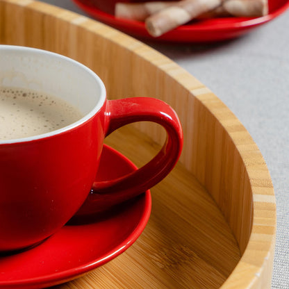 250ml Red Cappuccino Cups & Saucers - Pack of Six