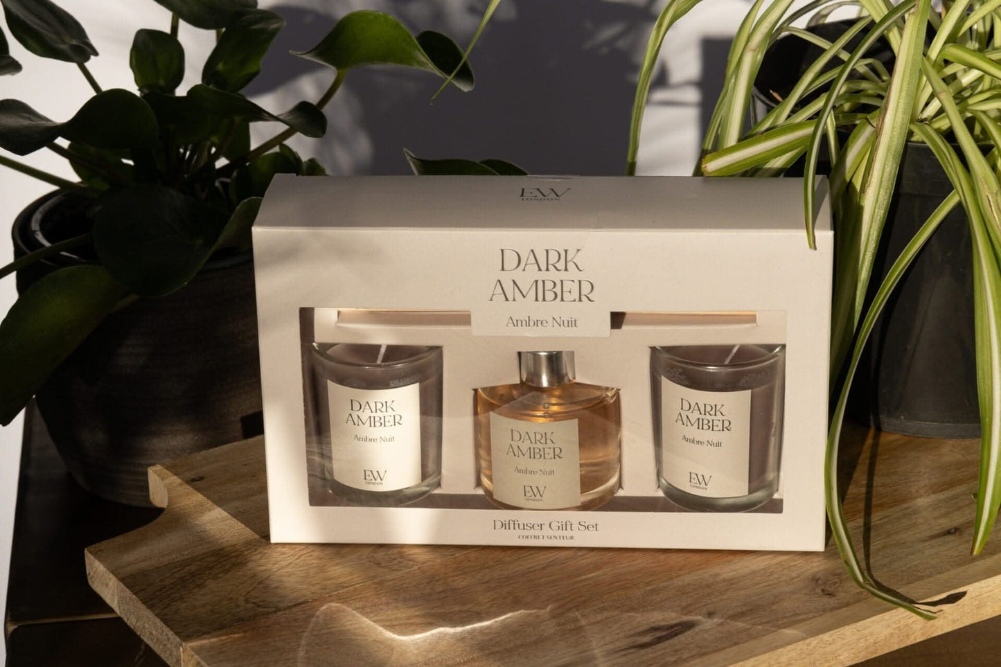 Dark Amber Diffuser and Candle Gift Set