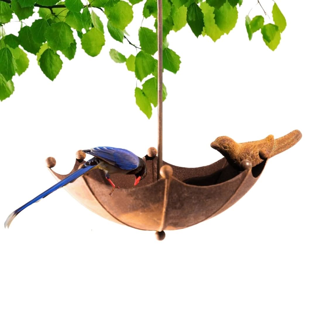 Hanging Umbrella Bird Bath Bird Feeder Cast Iron