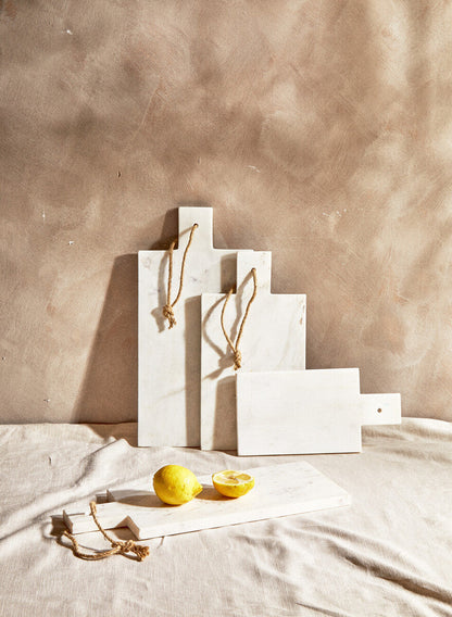 Kindia Rectangular White Marble Paddle Chopping and Serving Board