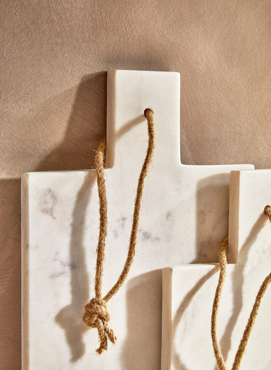 Kindia Rectangular White Marble Paddle Chopping and Serving Board