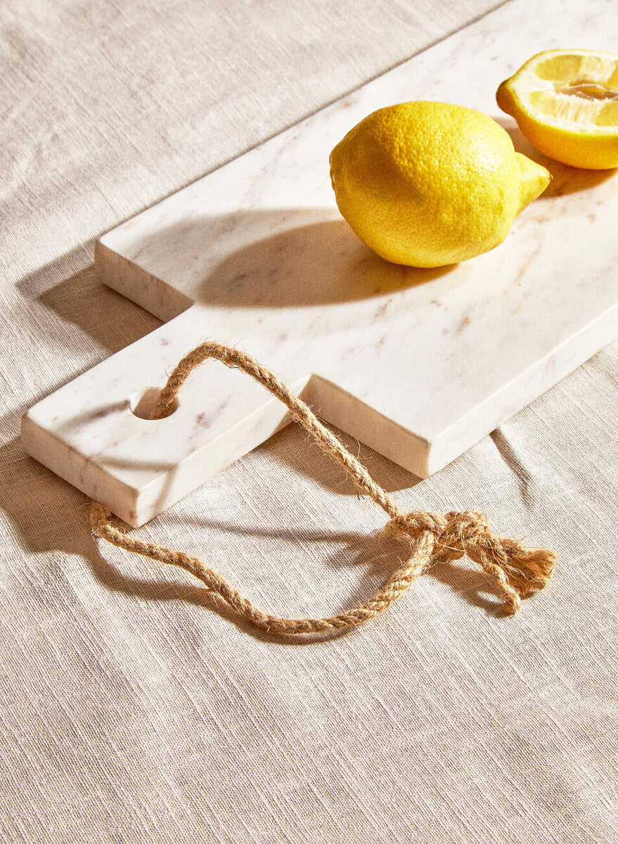 Kindia Rectangular White Marble Paddle Chopping and Serving Board