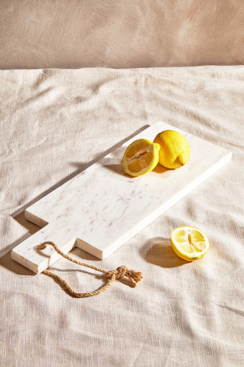 Kindia Rectangular White Marble Paddle Chopping and Serving Board