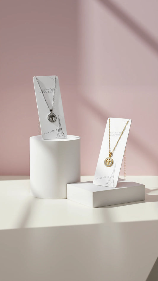 Pavé Circle Crystal Cross Necklace