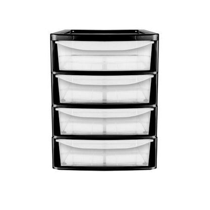 Plastic Storage Unit 4 Drawers 38 Litres - Clear & Black by Premier