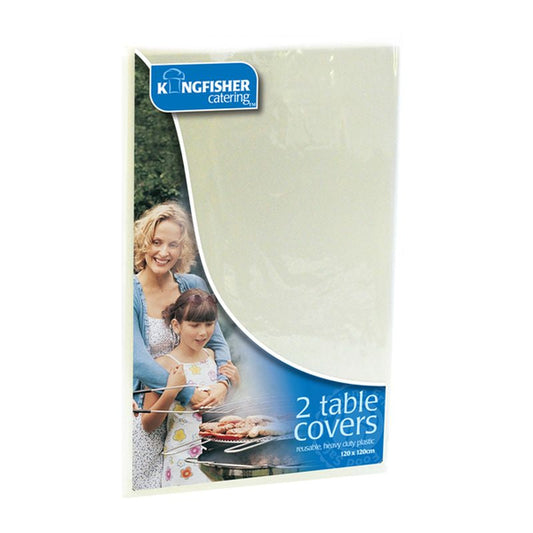 Kingfisher White Plastic Table Covers Pack 2