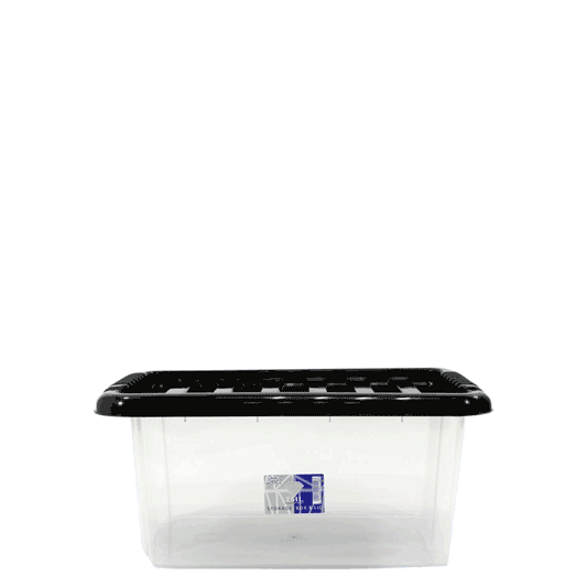 Plastic Storage Box Stacking 14 Litres - Clear & Black by TML