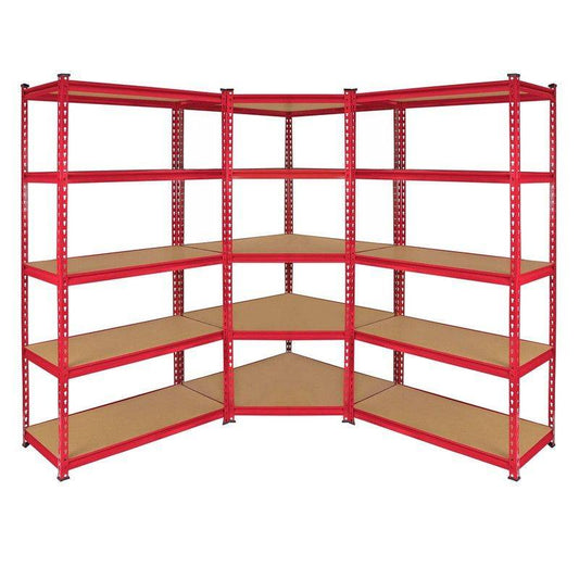 Steel & MDF Shelving Units 0cm - Red Set Of Three Extra Strong Z-Rax 90cm Corner by Raven