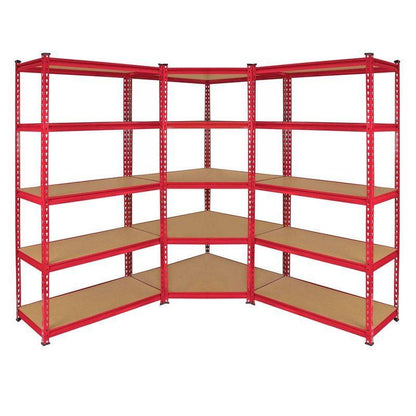 Steel & MDF Shelving Units 180cm - Red Set Of Three Extra Strong Z-Rax 90cm Corner by Raven