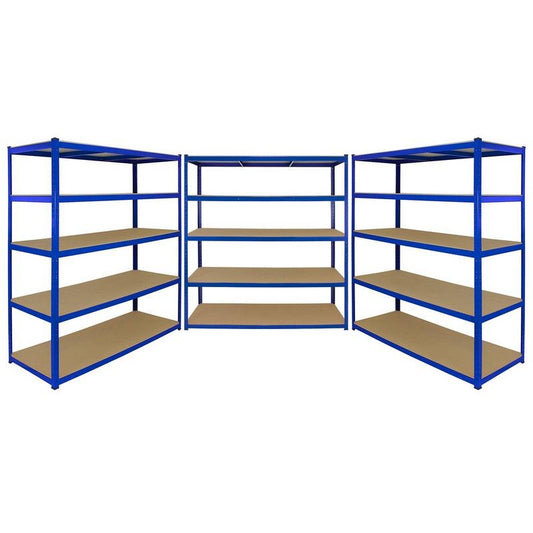 Steel Shelving Units 180cm - Blue Heavy Duty Set Of Three Extra Wide T-Rax 160cm by Raven