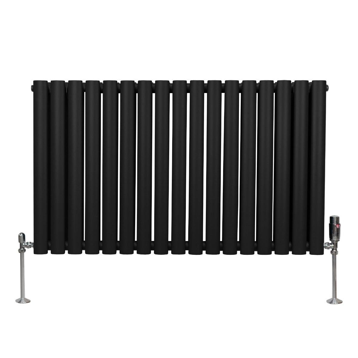 Oval Column Radiator & Valves - 600mm x 1020mm Black