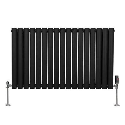 Oval Column Radiator & Valves - 600mm x 1020mm Black
