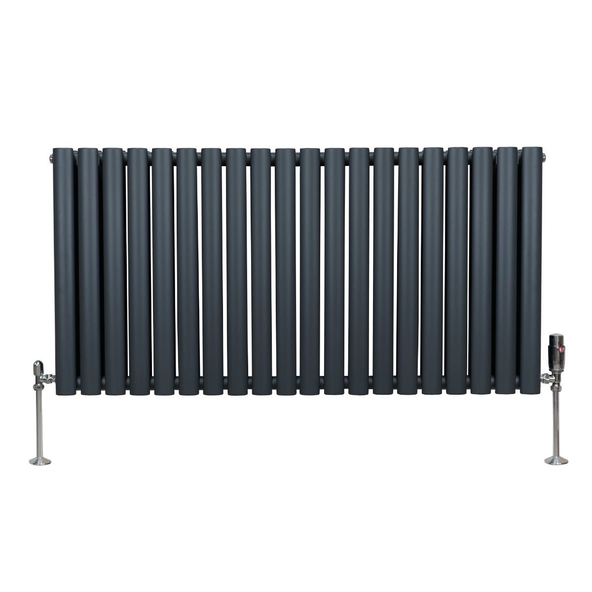 Oval Column Radiator & Valves - 600mm x 1200mm Anthracite Grey