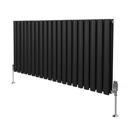 Oval Column Radiator & Valves - 600mm x 1200mm Black