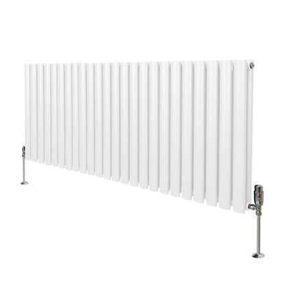 Oval Column Radiator & Valves - 600mm x 1440mm White