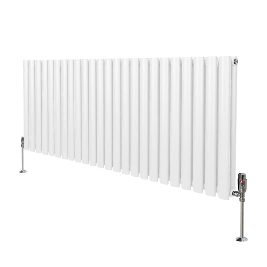Oval Column Radiator & Valves - 600mm x 1440mm White