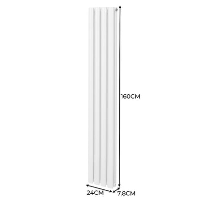 Oval Column Radiator & Valves - 1600mm x 240mm White