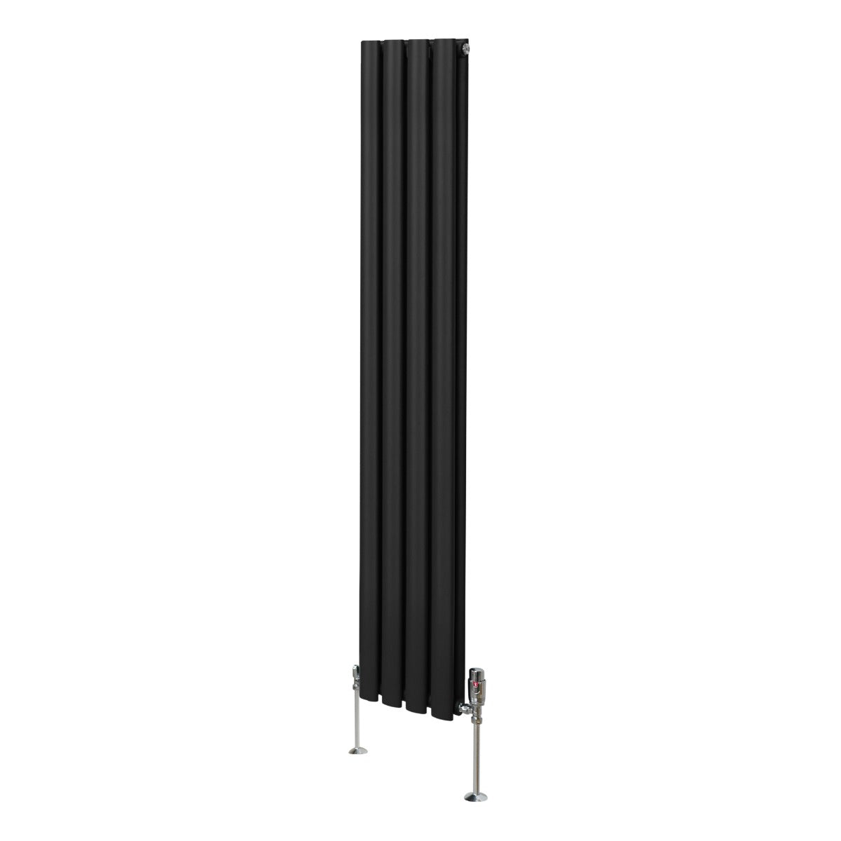 Oval Column Radiator & Valves - 1600mm x 240mm Black
