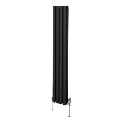 Oval Column Radiator & Valves - 1600mm x 240mm Black