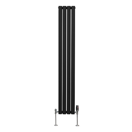Oval Column Radiator & Valves - 1600mm x 240mm Black