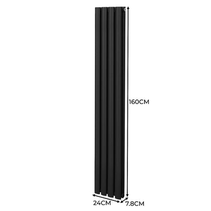 Oval Column Radiator & Valves - 1600mm x 240mm Black