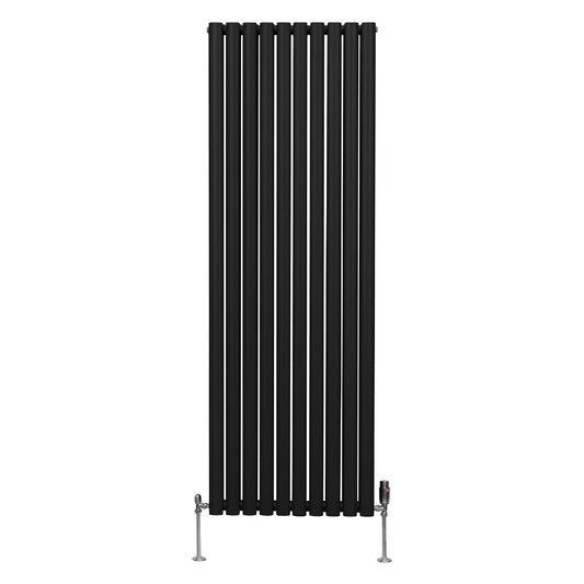 Oval Column Radiator & Valves - 1800mm x 600mm Black