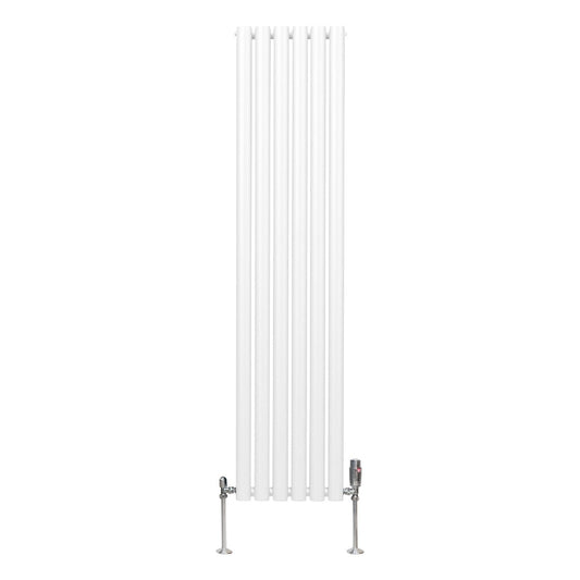 Oval Column Radiator & Valves - 1600mm x 360mm White