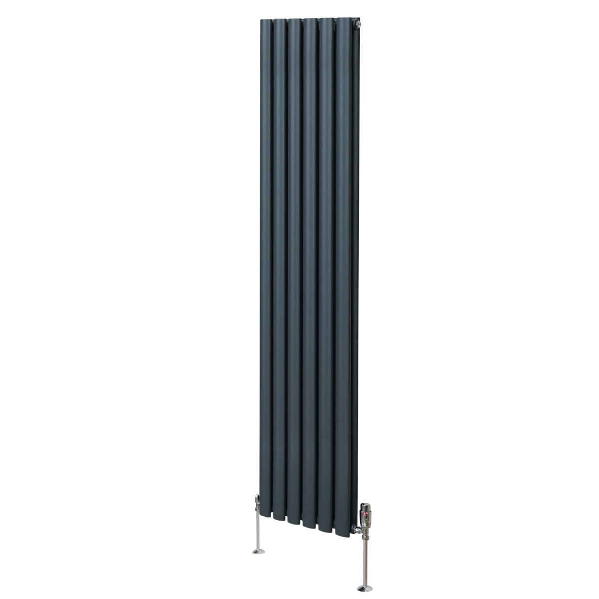Oval Column Radiator & Valves - 1800mm x 360mm Anthracite Grey