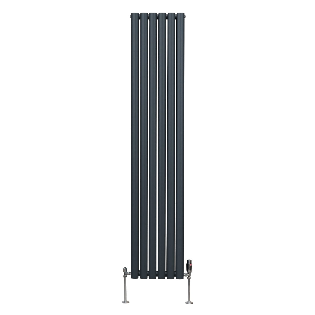 Oval Column Radiator & Valves - 1800mm x 360mm Anthracite Grey