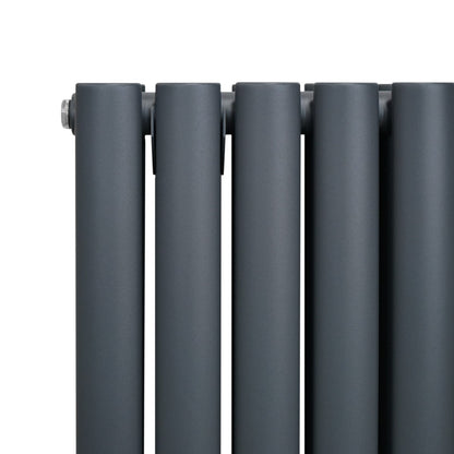 Oval Column Radiator & Valves - 1800mm x 480mm Anthracite Grey
