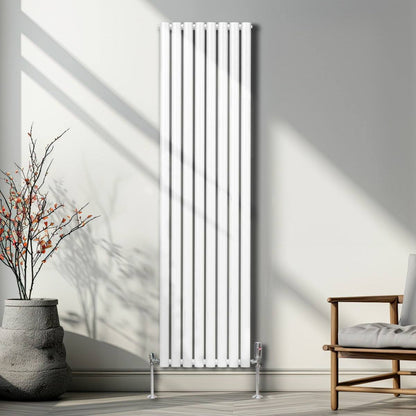 Oval Column Radiator & Valves - 1800mm x 480mm White