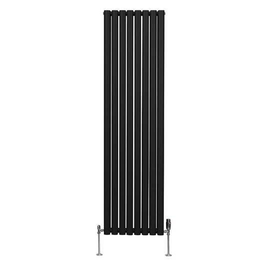 Oval Column Radiator & Valves - 1800mm x 480mm Black