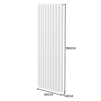 Oval Column Radiator & Valves - 1800mm x 600mm White