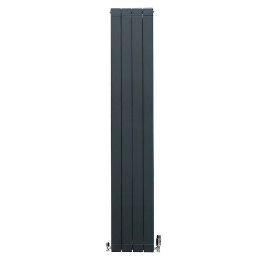 Aluminium Radiator & Valves - 1800mm x 315mm - Anthracite Grey