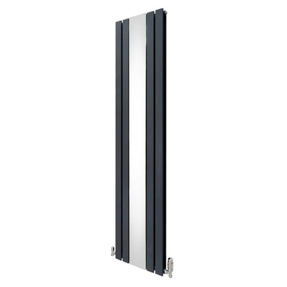 Flat Mirror Radiator & Valves - 1800mm x 425mm - Anthracite Grey