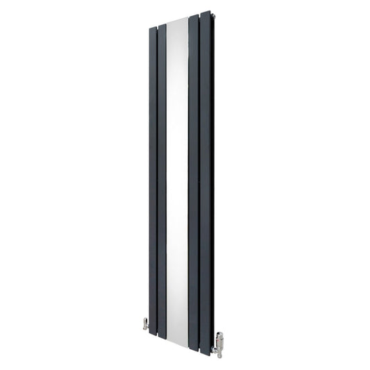 Flat Mirror Radiator & Valves - 1800mm x 425mm - Anthracite Grey