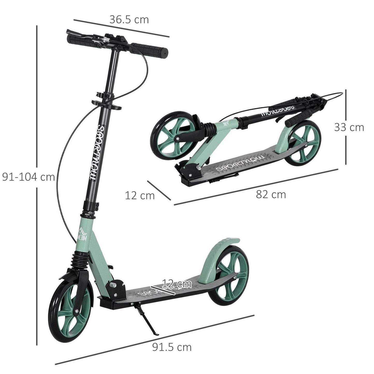 One-click Folding Kick Scooter for 14+ w/ Adjustable Handlebar