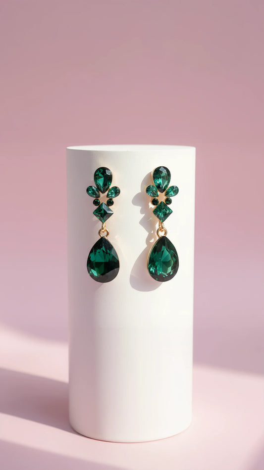 Green Crystal Drop & Dangle Earrings